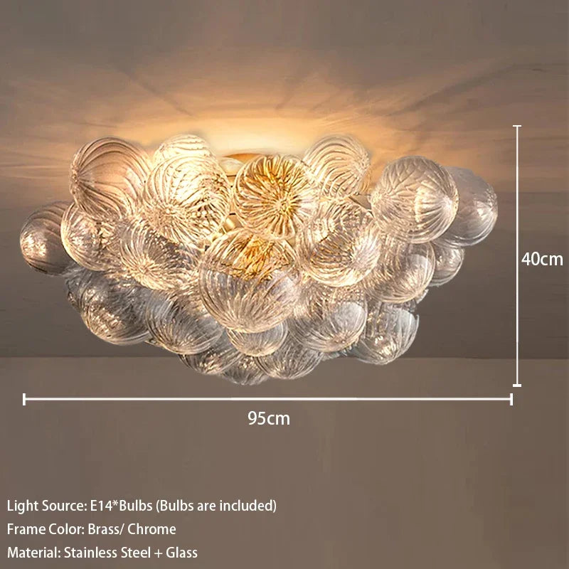Mid century ribbed glass pendant light clear Glass Bubble ball lamp for dining room Restaurant Foyer Suspension Country lamp