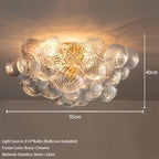 Mid century ribbed glass pendant light clear Glass Bubble ball lamp for dining room Restaurant Foyer Suspension Country lamp