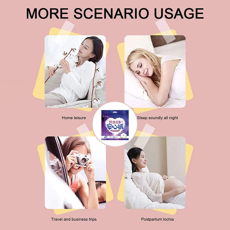 L/XL 3Pcs/Bag Disposable Menstrual Pad Underpants For Adult Women Breathable Quick Absorption Period Panties Postpartum Use