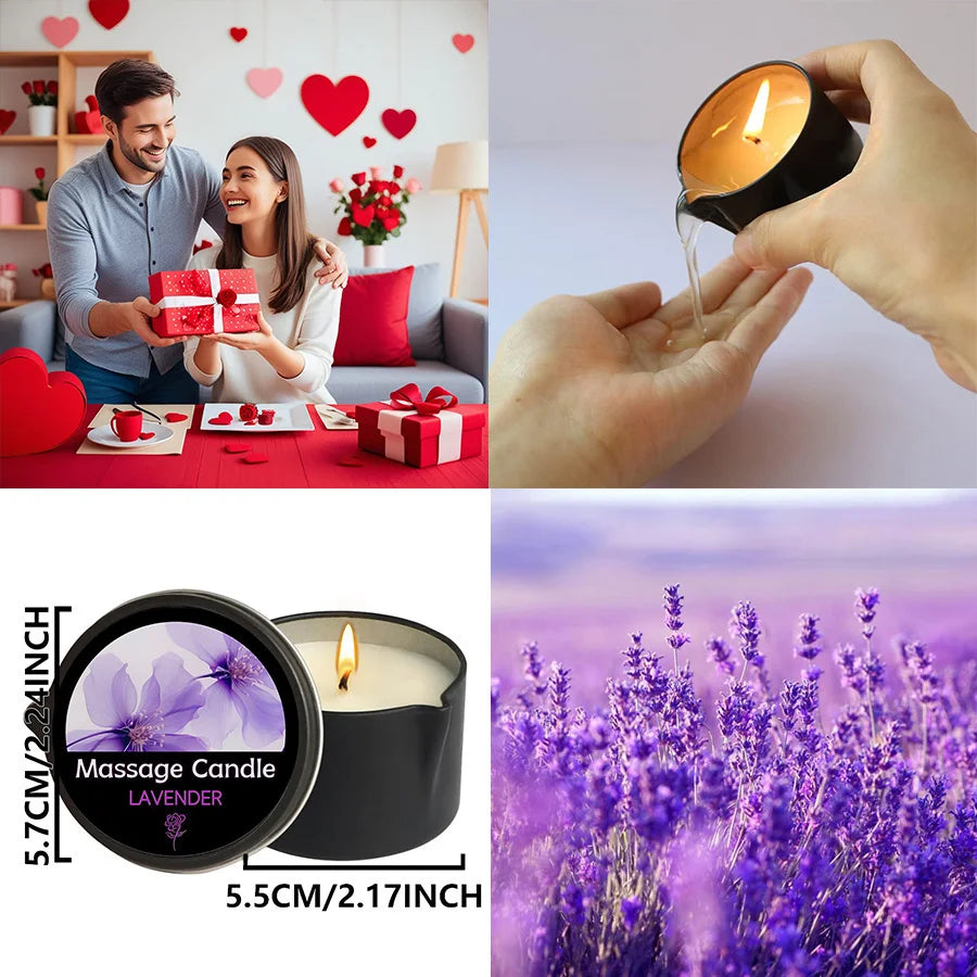 Massage Candle - Essential Oil- Lavender, 2oz/56.7g Melts into Warm Massage Oil - Massage Oil Candle, Pour Spout