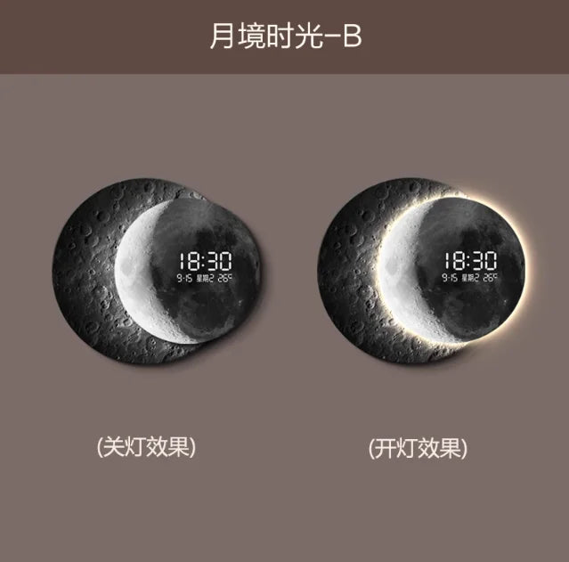 Advanced sense 2025 TV background wall light luxury moon sofa with clock living room circular porch mural lamp