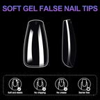 240/120pcs 8 Styles Clear Soft Gel Fake Nail Tips Full Cover Long Square Almond Acrylic Press On Nails Extension Nail Salon Tool