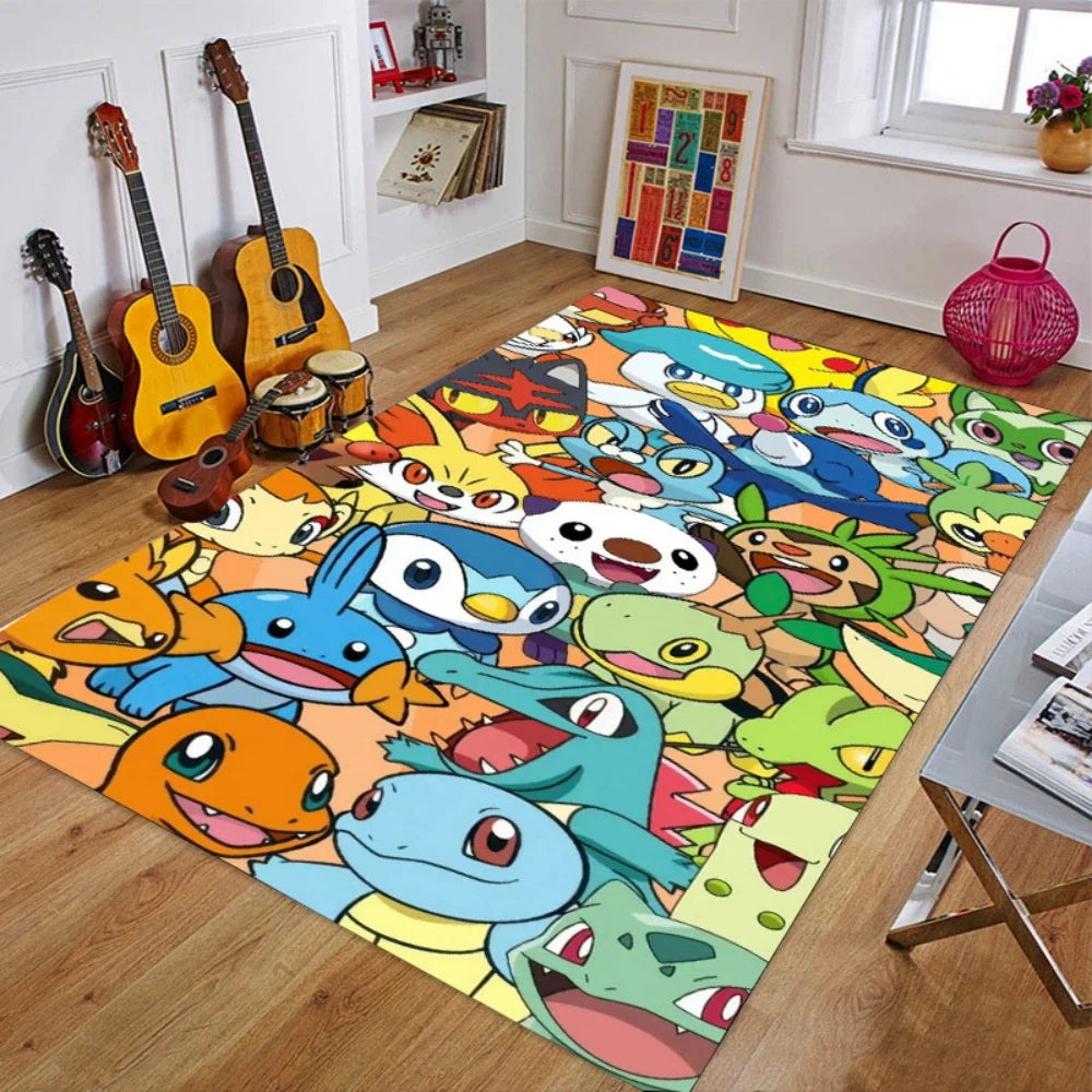 Cartoon Anime Pokemonzd Carpet Rug for Home Living Room Bedroom Sofa Doormat Decor,Child Play Area Rug Non-slip Floor Mat Gifts