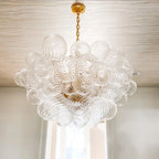 Mid century ribbed glass pendant light clear Glass Bubble ball lamp for dining room Restaurant Foyer Suspension Country lamp