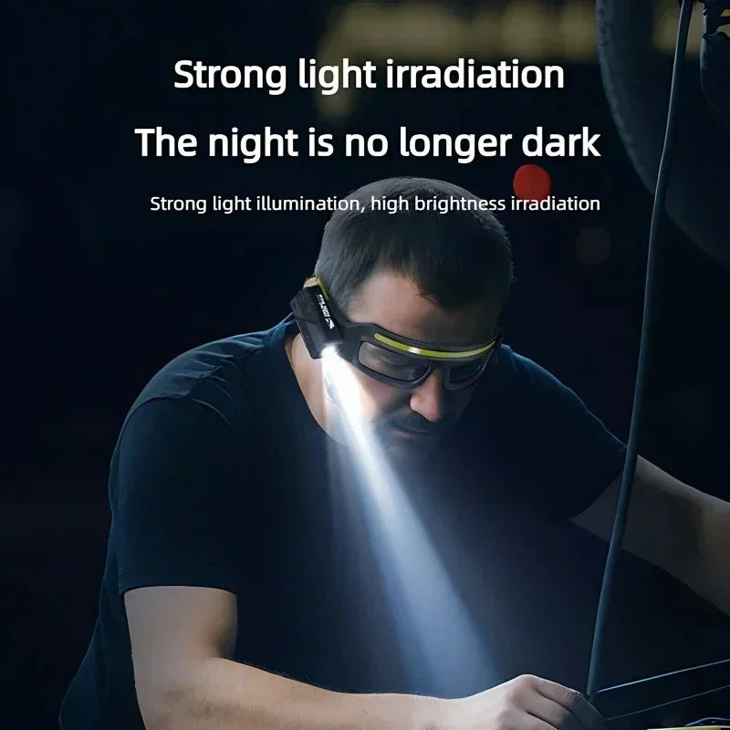 2 in 1 Headlamp Glasses 90 Degree Rotation Gesture Control System 5 Lighting Modes Waterproof Car Repair Outdoor Work Emergency