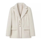 2026 Women Winter Blazer Coat Turn Down Collar Warm Coat Turn Down Collar Fashion Design Blazer Feminino Tops Clothes