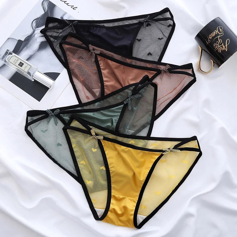 Women's Thong Delicate and Soft Lace Sexy Panties Charming New Mesh Lace-up Bow Briefs Low Waist Panties