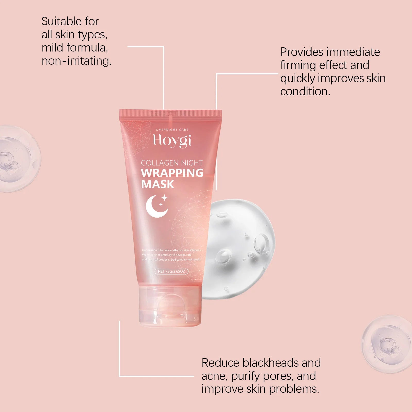 HOYGI Collagen Peel Off Facial Mask Set Night Wrapping Mask Deeply Hydrates Mask Face Anti Wrinkle Lifting Skin Care Masks