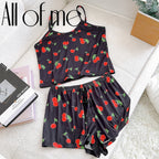 2Pcs Satin Pajama Set for Women Sleepwear Sexy Strap Vest Top Shorts Nightwear Pijamas Sexy Lingerie Sleep Shorts Set Sleepwear