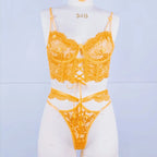 Toucheart Sexy Lingerie Strap Underwire Lace Bra For Women Sexy Beaded 3D Flower Hollow Out See-through Lace Up Underwear Set