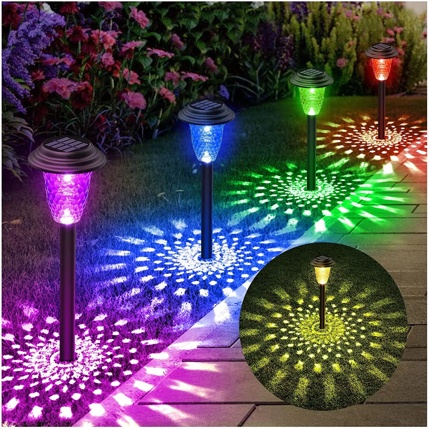 Solar Pathway Lights Outdoor Vibrant LED Mushroom Garden Stake Lighting for Walkways Lawns Driveways Landscapes Decorative