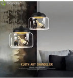 Modern Stylish Glass jar-shaped animal figurine LED Pendant Light Art Creative Lamps for Living Room Home Decoration Chandeliers
