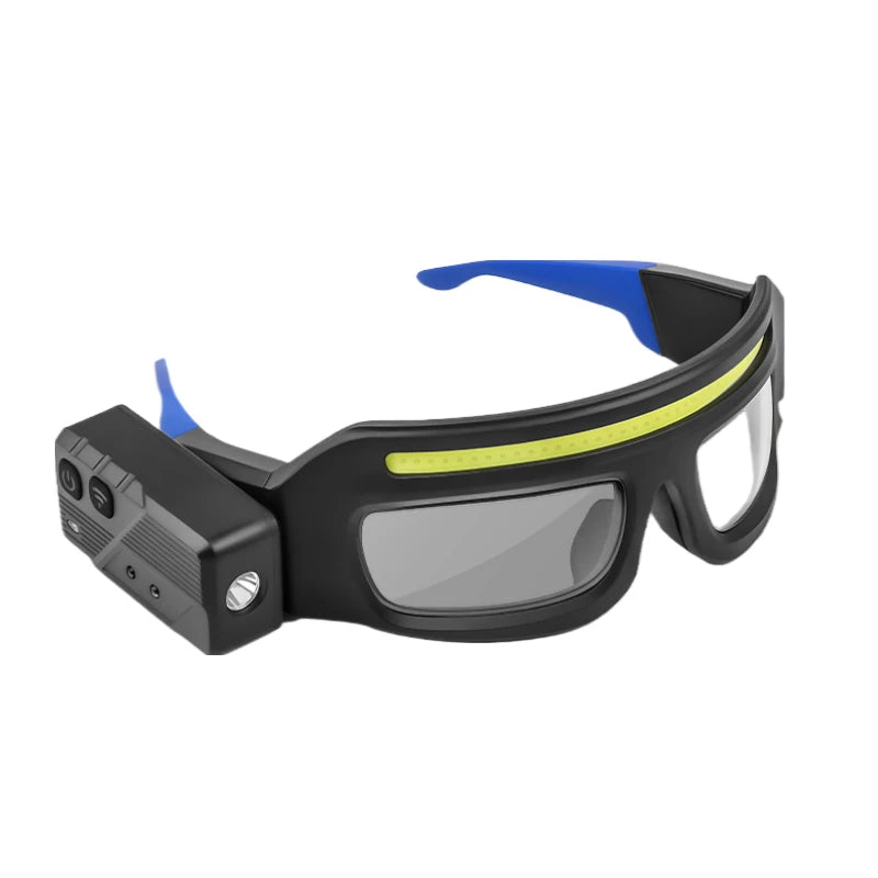 2 in 1 Headlamp Glasses 90 Degree Rotation Gesture Control System 5 Lighting Modes Waterproof Car Repair Outdoor Work Emergency