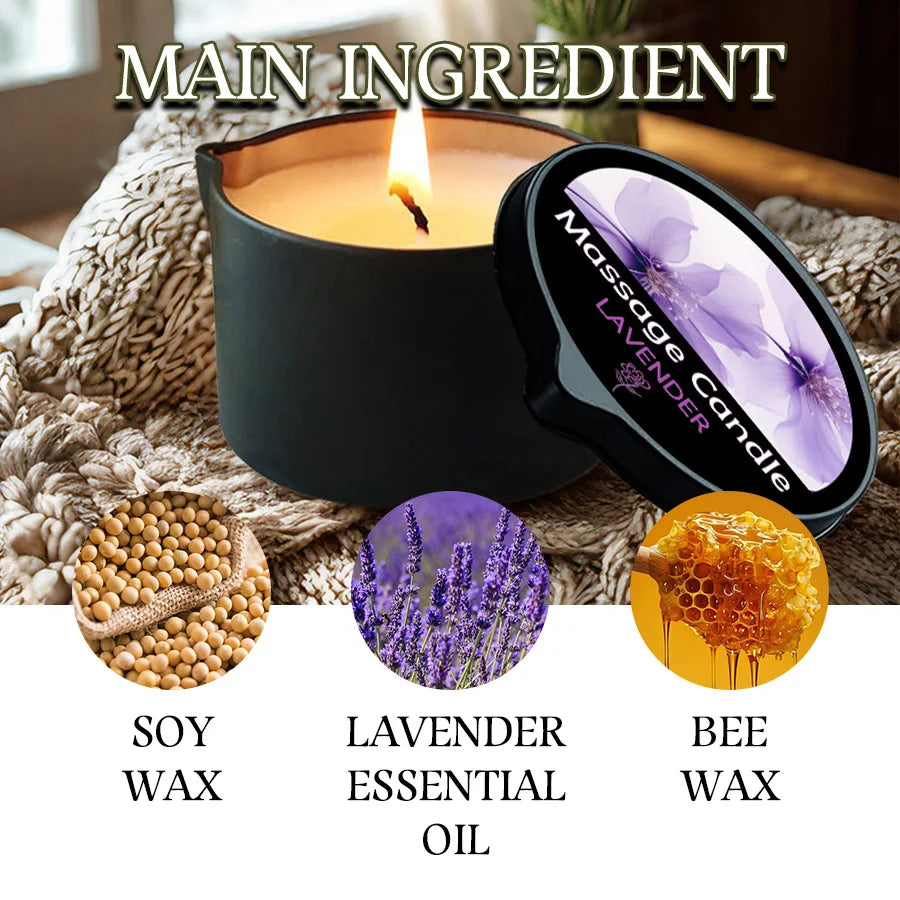 Massage Candle - Essential Oil- Lavender, 2oz/56.7g Melts into Warm Massage Oil - Massage Oil Candle, Pour Spout