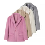 2026 Women Winter Blazer Coat Turn Down Collar Warm Coat Turn Down Collar Fashion Design Blazer Feminino Tops Clothes