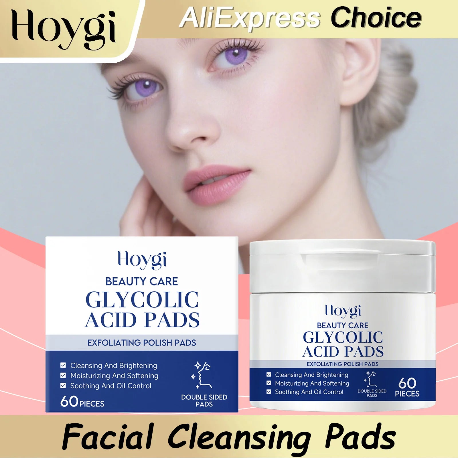 HOYGI Facial Cleansing Pads Glycerin Makeup Removal Skin Care Hydrating Cotton Pads Gentle Exfoliating Face Skin Clean Cloths
