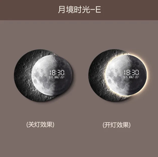 Advanced sense 2025 TV background wall light luxury moon sofa with clock living room circular porch mural lamp