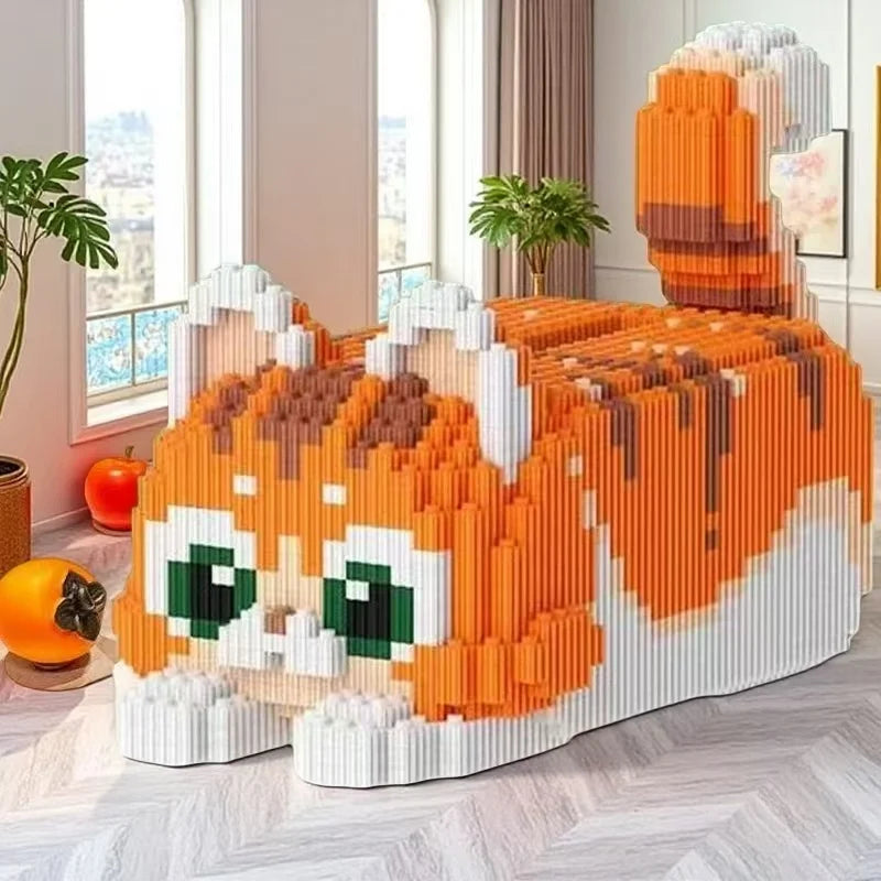 4655 Pieces of Cute Little Orange Cat Tissue Box Handmade Puzzle Model Kits, Ideal Halloween Gifts, Christmas Gifts/Thanksgiving Gifts, School Prizes