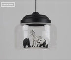Modern Stylish Glass jar-shaped animal figurine LED Pendant Light Art Creative Lamps for Living Room Home Decoration Chandeliers