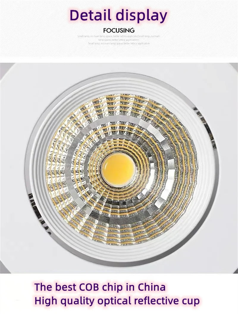 Dimmable Embedded LED Downlights 5W7W/9W12W15W/18W20W COB Ceiling Lights Spotlights Angle Adjustable AC90-260V CRI90 For Home