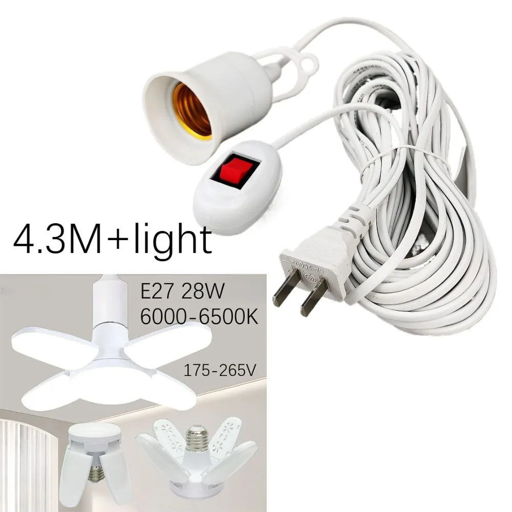 Lamp Bases Universal With Switch Led Bulb Socket Adapter E27 Screw Lamp Holder Accessories Tools Two Plugs Suspension