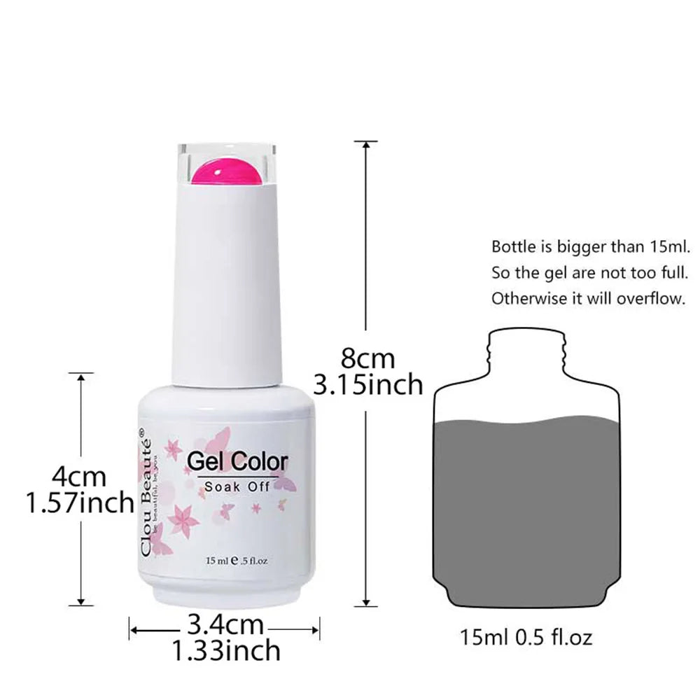 Clou Beaute 2pcs Translucent Pink Ruby Red Color Nail Gel Semi-Permanent Varnish Jelly Gel Nail Varnish French Nail Art 15ml