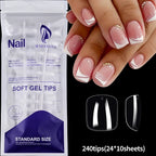 240/120pcs 8 Styles Clear Soft Gel Fake Nail Tips Full Cover Long Square Almond Acrylic Press On Nails Extension Nail Salon Tool
