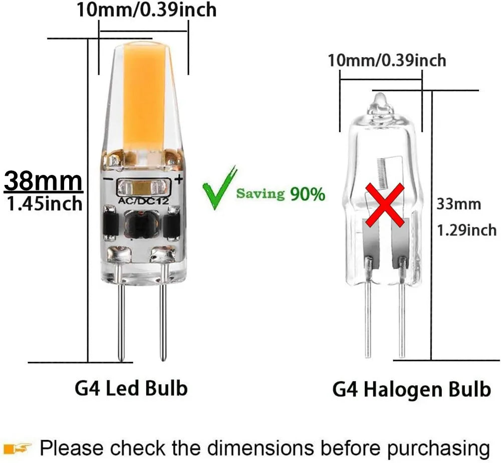 10pcs Mini G4 LED Bulb COB Light AC DC 12V/220V Warm/Cold White 360 Beam Angle Chandelier Spotlight Replace 20/40W Halogen Lamp