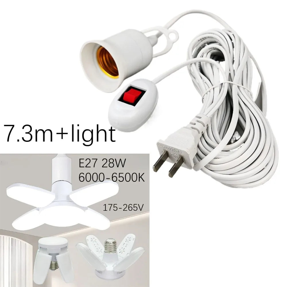 Lamp Bases Universal With Switch Led Bulb Socket Adapter E27 Screw Lamp Holder Accessories Tools Two Plugs Suspension