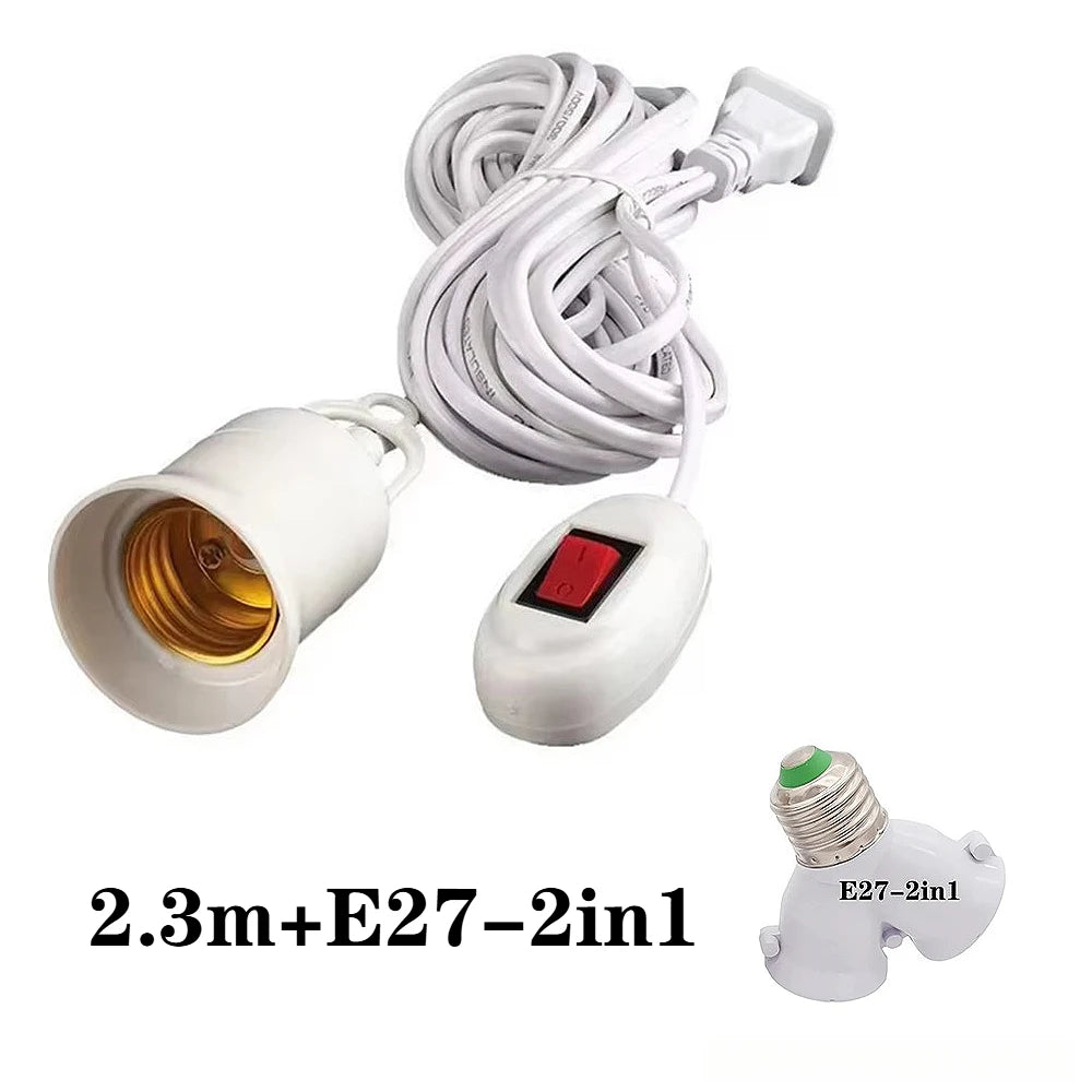 Lamp Bases Universal With Switch Led Bulb Socket Adapter E27 Screw Lamp Holder Accessories Tools Two Plugs Suspension