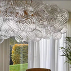 Mid century ribbed glass pendant light clear Glass Bubble ball lamp for dining room Restaurant Foyer Suspension Country lamp