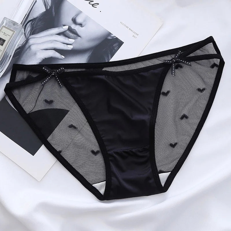 Women's Thong Delicate and Soft Lace Sexy Panties Charming New Mesh Lace-up Bow Briefs Low Waist Panties