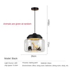 Modern Stylish Glass jar-shaped animal figurine LED Pendant Light Art Creative Lamps for Living Room Home Decoration Chandeliers