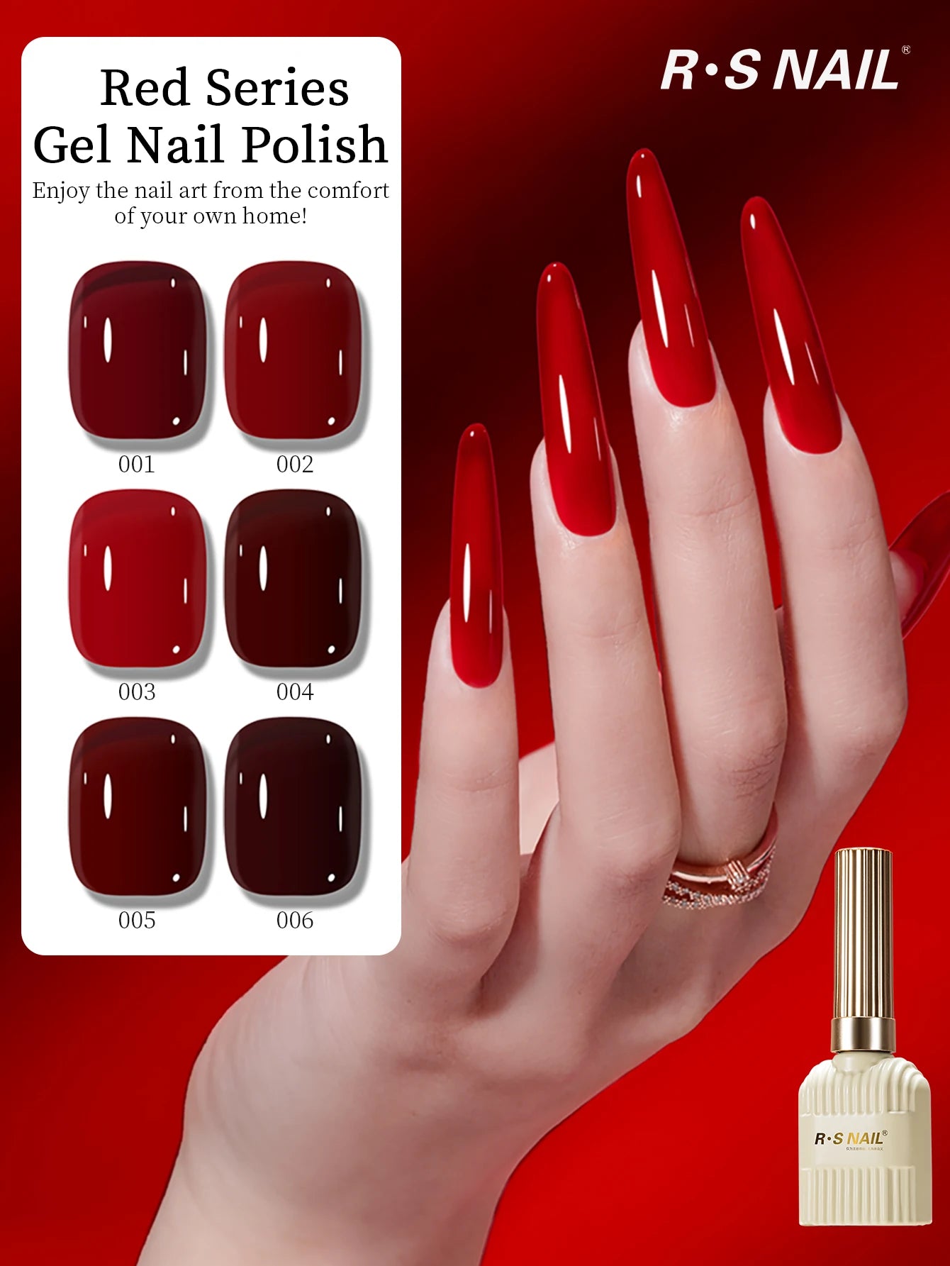 RS 10g ANCORA Red Series Gel Nail Polish Autumn Winter Dark Red Nail Art Varnish Soak Off UV LED Gel for Home Salon NailSupplies