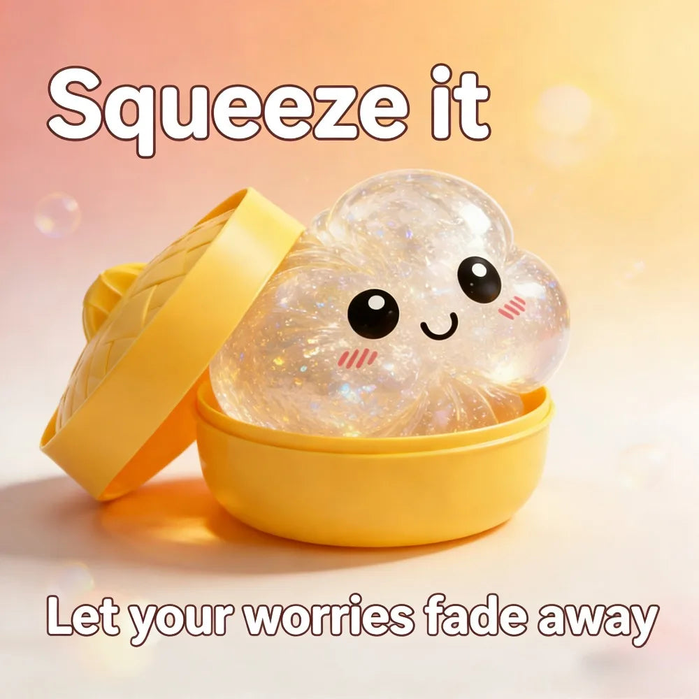 Glitter Dumpling, Simulation Dumpling Squishy Toy Adults Anxiety Relief Dumplings Fidget Toy Soft Squeeze Decompression Dough