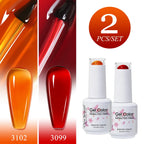 Clou Beaute 2pcs Translucent Pink Ruby Red Color Nail Gel Semi-Permanent Varnish Jelly Gel Nail Varnish French Nail Art 15ml