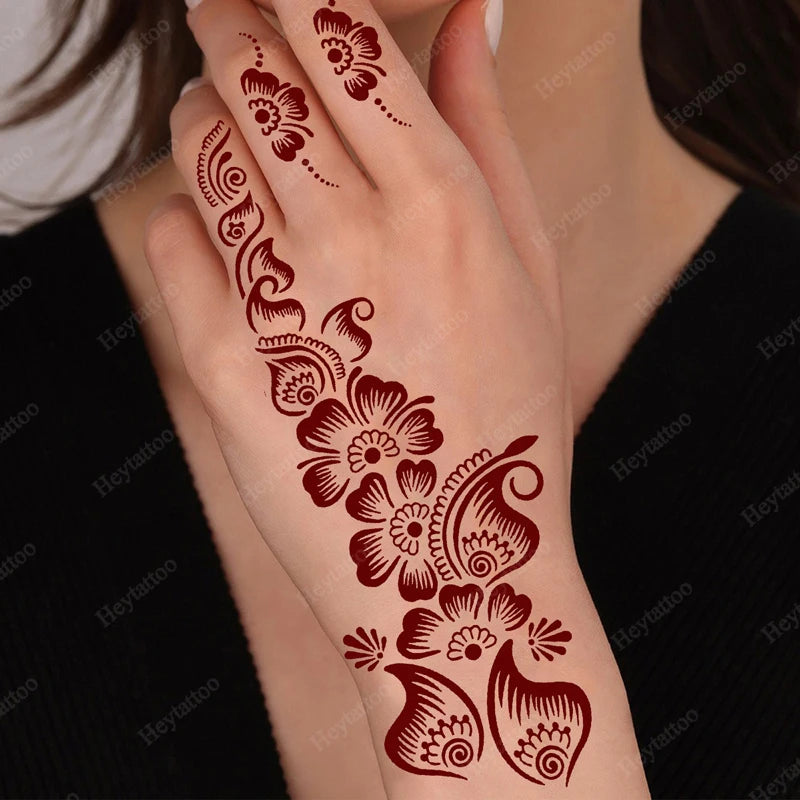 Flower Pattern Tattoo Stencils for Women Hollow Henna Tattoo Stencils for Hand Fingers Reusable Tattoo Templates Tattoo Tools