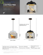 Modern Stylish Glass jar-shaped animal figurine LED Pendant Light Art Creative Lamps for Living Room Home Decoration Chandeliers