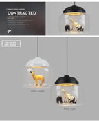 Modern Stylish Glass jar-shaped animal figurine LED Pendant Light Art Creative Lamps for Living Room Home Decoration Chandeliers
