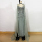 Elegant Mermaid Evening Dress for Women with Cape Sleeves 2026 Dubai Arabia Beads Long Formal Prom Wedding Party Gown Customized