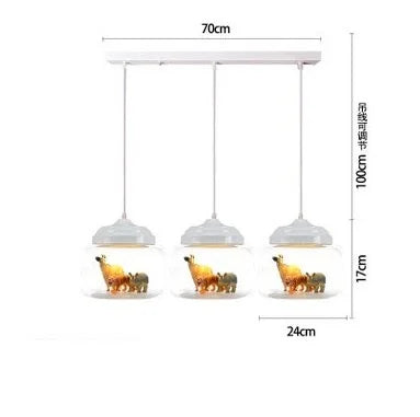 Modern Stylish Glass jar-shaped animal figurine LED Pendant Light Art Creative Lamps for Living Room Home Decoration Chandeliers