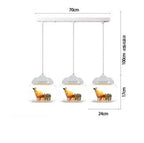 Modern Stylish Glass jar-shaped animal figurine LED Pendant Light Art Creative Lamps for Living Room Home Decoration Chandeliers