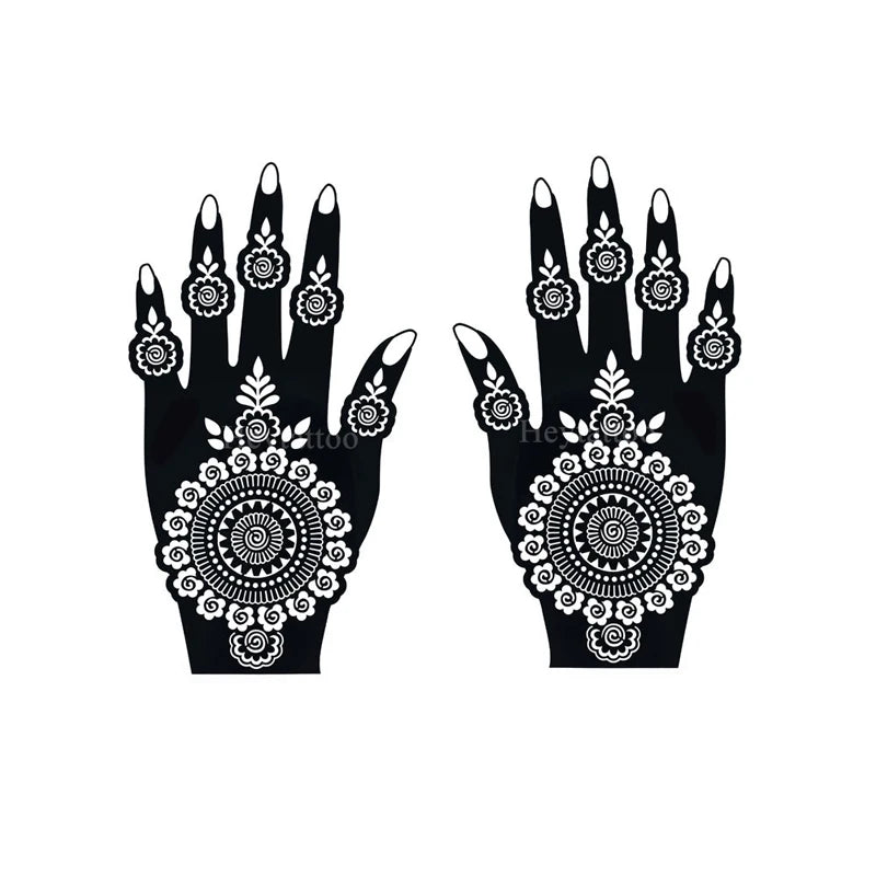 Flower Pattern Tattoo Stencils for Women Hollow Henna Tattoo Stencils for Hand Fingers Reusable Tattoo Templates Tattoo Tools
