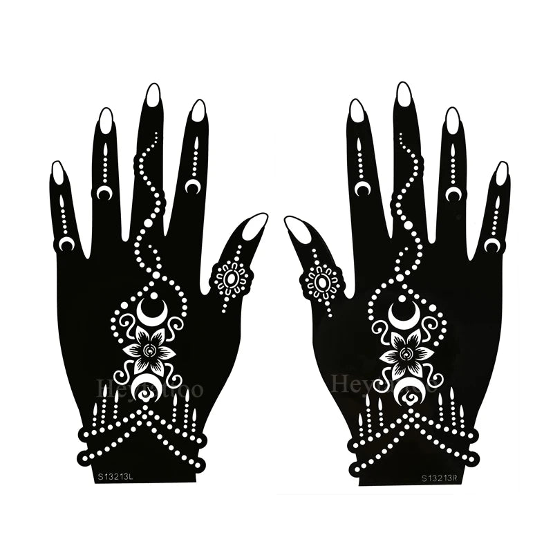 Flower Pattern Tattoo Stencils for Women Hollow Henna Tattoo Stencils for Hand Fingers Reusable Tattoo Templates Tattoo Tools