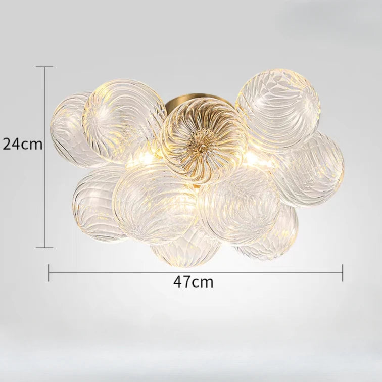 Mid century ribbed glass pendant light clear Glass Bubble ball lamp for dining room Restaurant Foyer Suspension Country lamp
