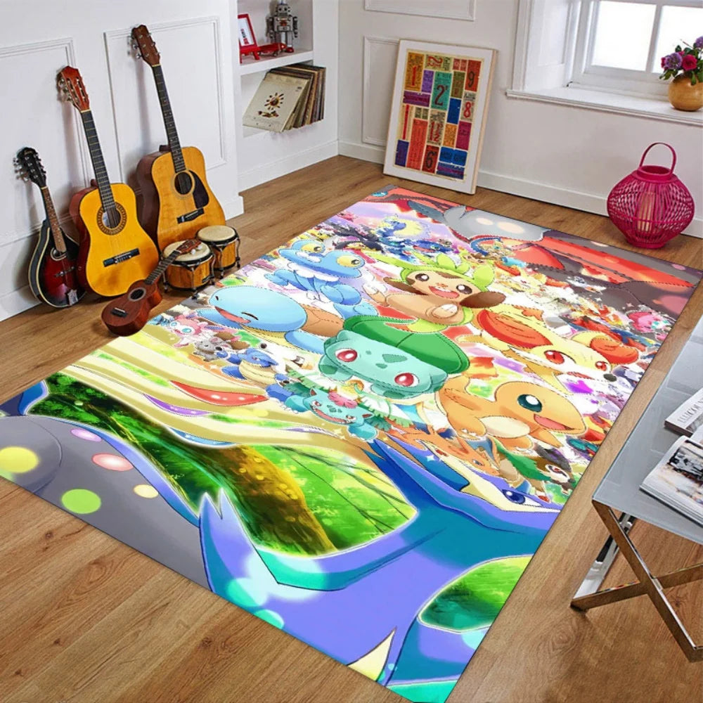Cartoon Anime Pokemonzd Carpet Rug for Home Living Room Bedroom Sofa Doormat Decor,Child Play Area Rug Non-slip Floor Mat Gifts