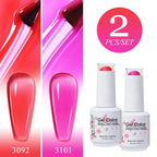 Clou Beaute 2pcs Translucent Pink Ruby Red Color Nail Gel Semi-Permanent Varnish Jelly Gel Nail Varnish French Nail Art 15ml