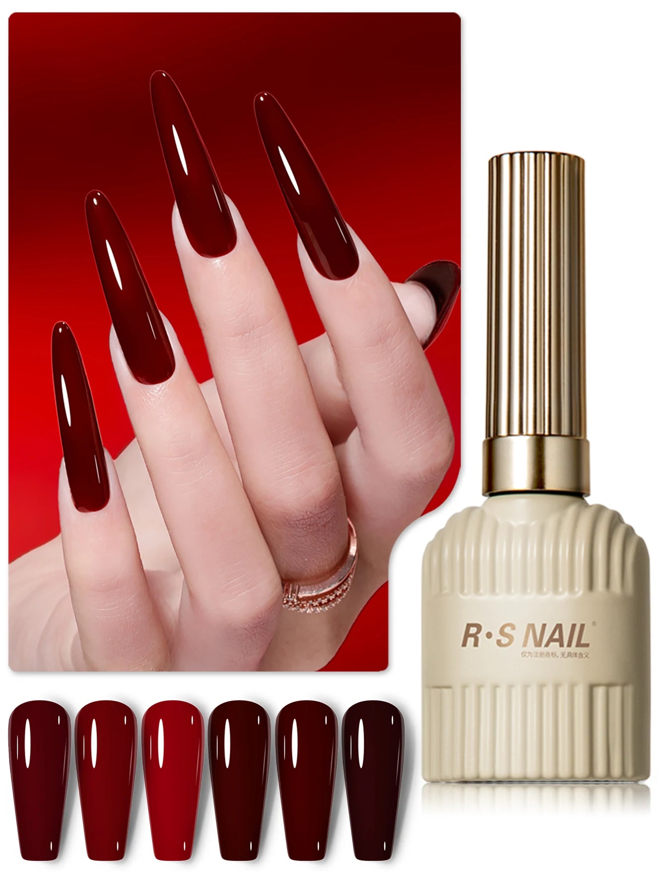 RS 10g ANCORA Red Series Gel Nail Polish Autumn Winter Dark Red Nail Art Varnish Soak Off UV LED Gel for Home Salon NailSupplies