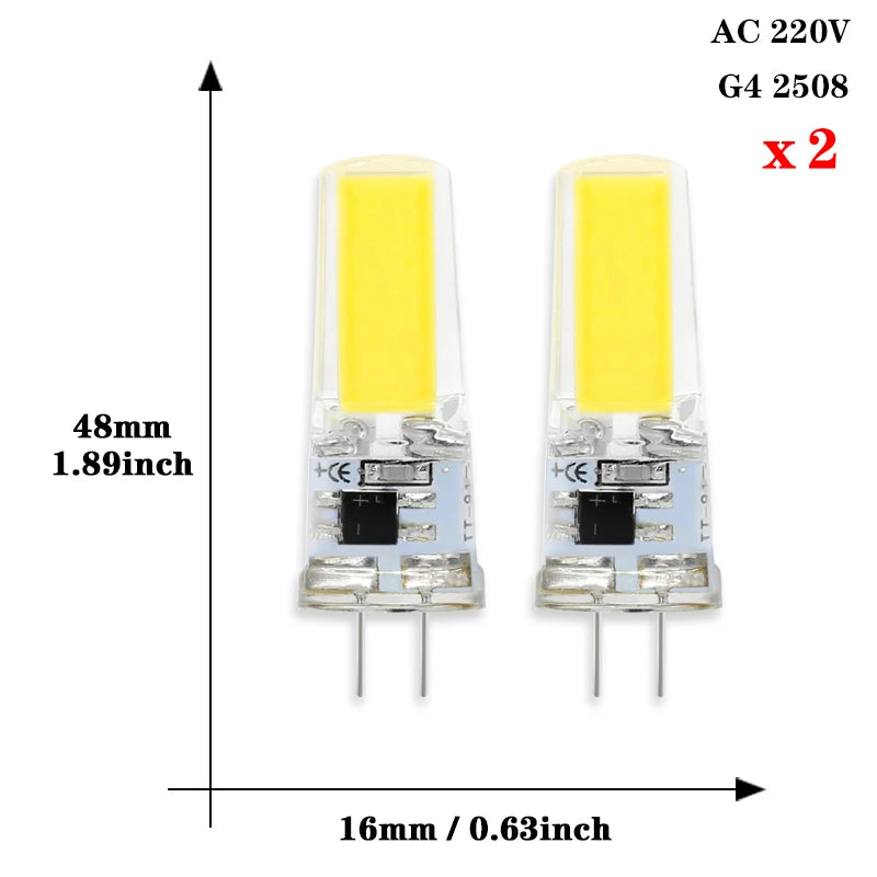 2pcs Mini COB LED Lamp AC/DC 12V 220V G4 G9 E14 Lampada LED Spotlight Light Bulbs Replace Halogen For Ceiling Lamp Chandelier