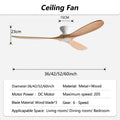 42/52/60inch Low Floor Ceiling Fan 3 wooden blade DC Motor Electric fan with Remote control for Living room dining room bedroom
